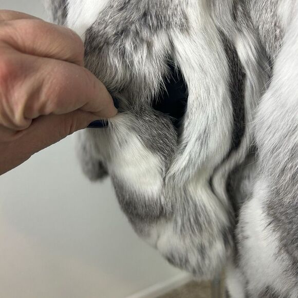 Adrienne Landau Fur Coat White Grey Soft Pure Rabbit Women's XL - Picture 6 of 16